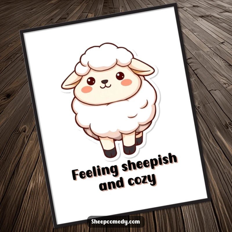 Free Printable Wall Art: A sheep with a soft, inviting wool and a contented smile, radiating calm.