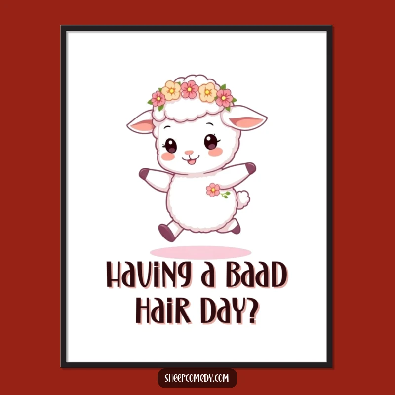 Free Printable Wall Art: Funny Skipping Sheep Cub, Downloadable Cute Animal Decor