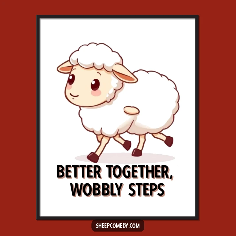 Funny Free Printable Wall Art: Wobbly Sheep Friend Walk, Downloadable Decor