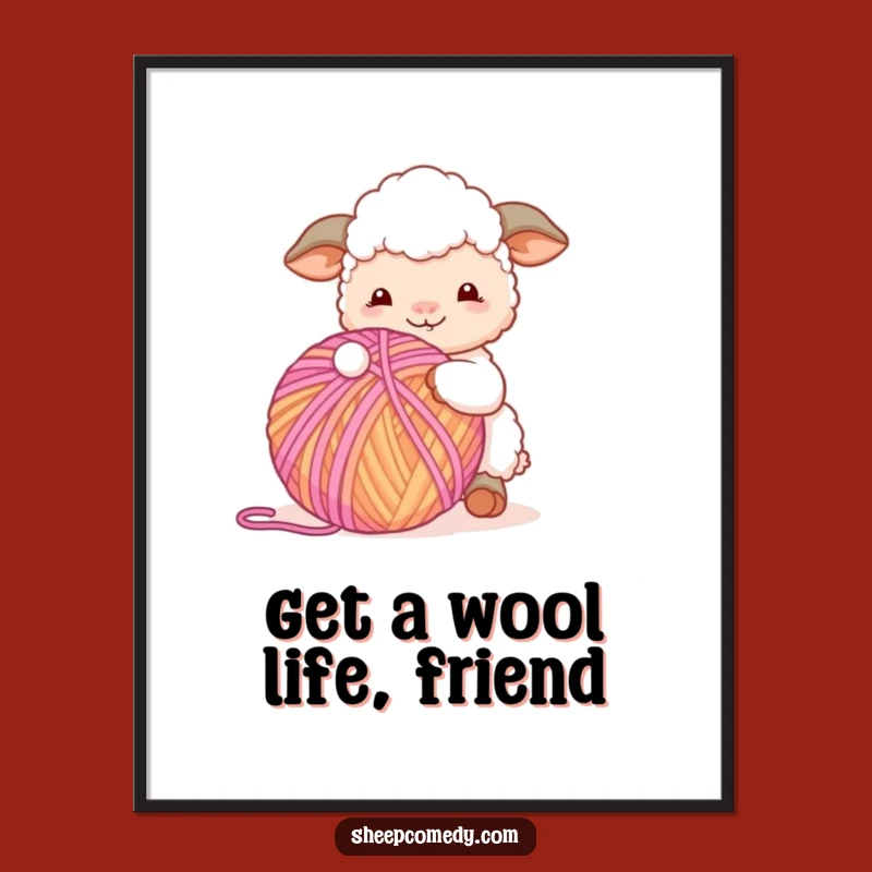 Free Printable Sheep Wall Art: Funny Yarn Ball Sheep Decor