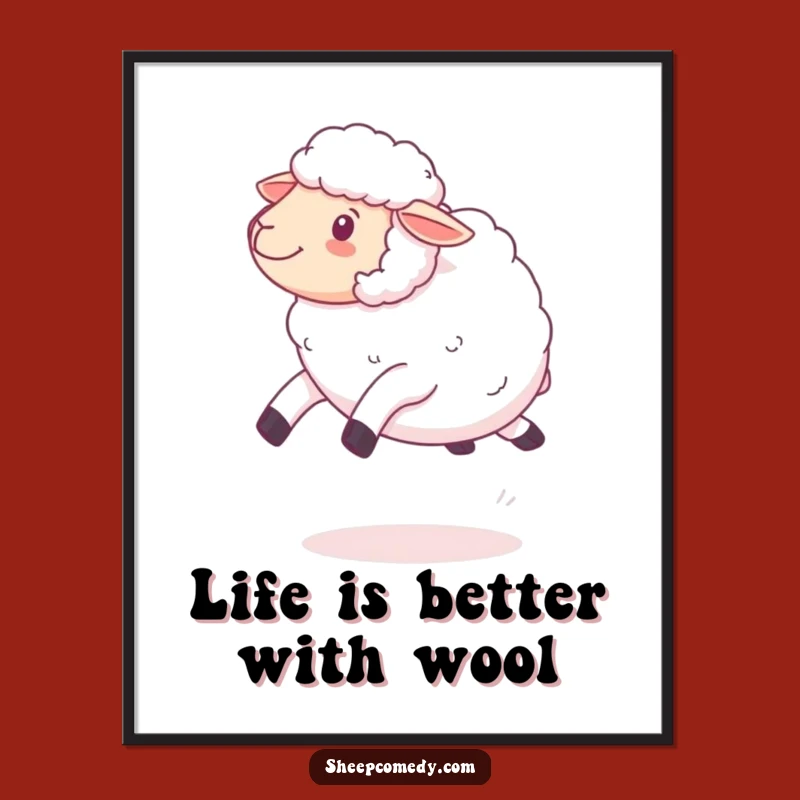 Free Printable Wall Art: Playful Kawaii Sheep Leaping, Downloadable Cute Decor