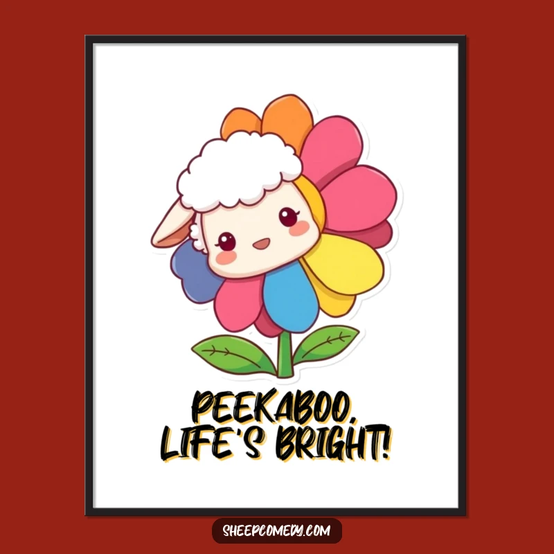 Funny Free Printable Wall Art: Sheep Flower Peek - Whimsical Downloadable Decor