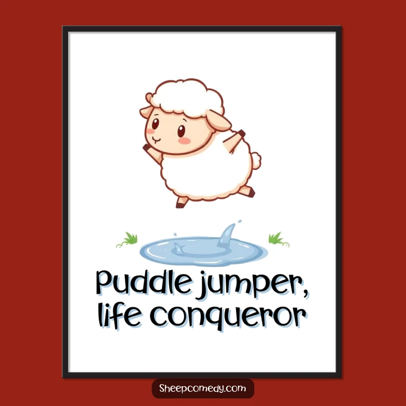Funny Free Printable Wall Art: Sheep Puddle Jump Downloadable Decor