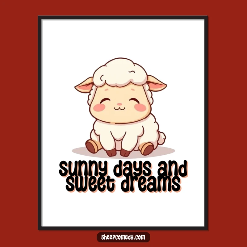 Funny Free Printable Wall Art: Content Sheep Sun Napping, Downloadable Decor
