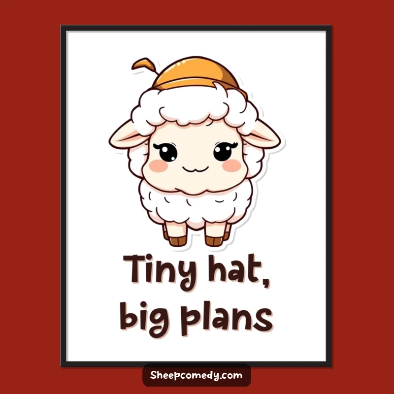 Funny Free Printable Wall Art: Winking Sheep Tiny Hat, Downloadable Decor