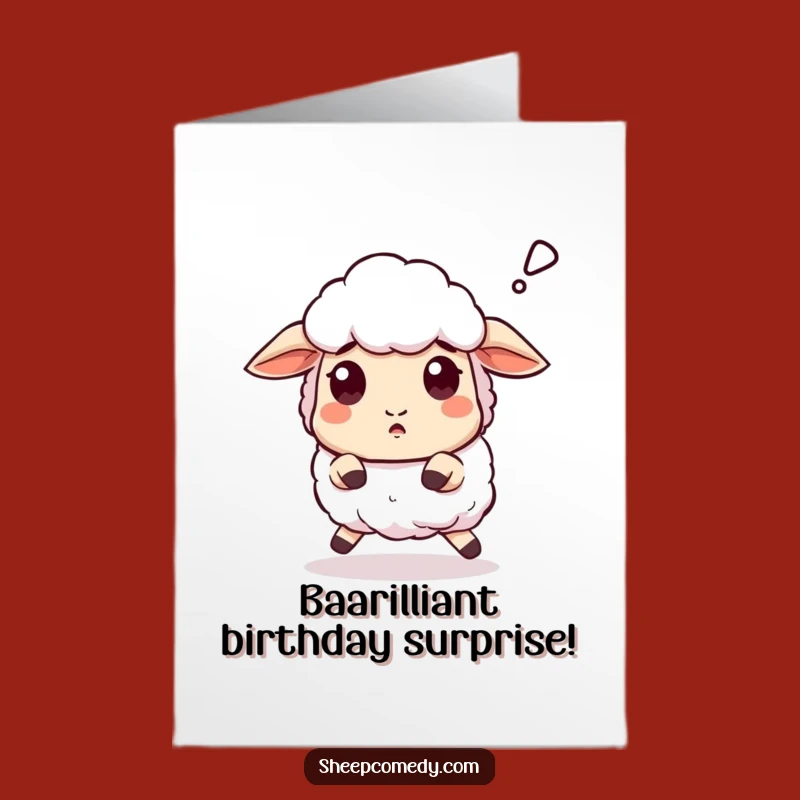 Free Printable Birthday Card: Surprised Sheep Baaa Funny Downloadable Gift