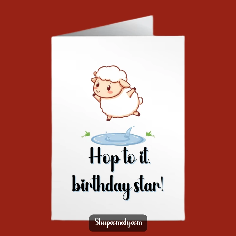 Free Printable Birthday Card: Funny Sheep Puddle Jump Downloadable Gift