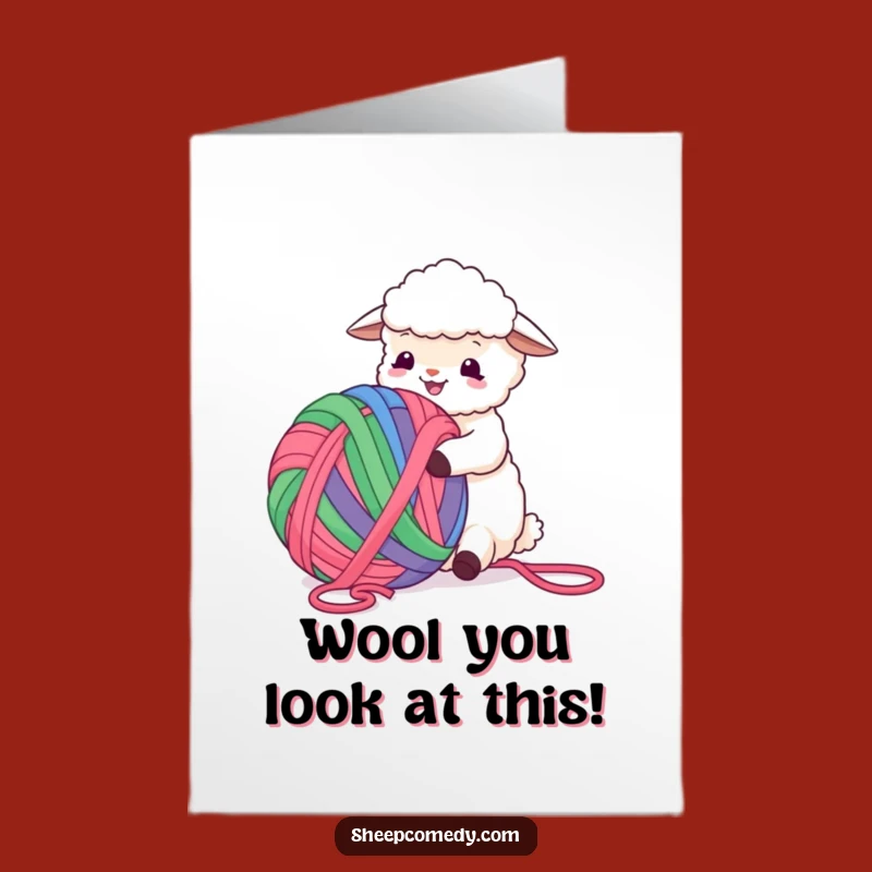 Free Printable Birthday Card: Funny Sheep Yarn Fun - Downloadable Gift