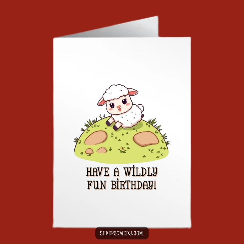 Free Printable Birthday Card: Giddy Sheep Sliding, Funny Downloadable Greeting