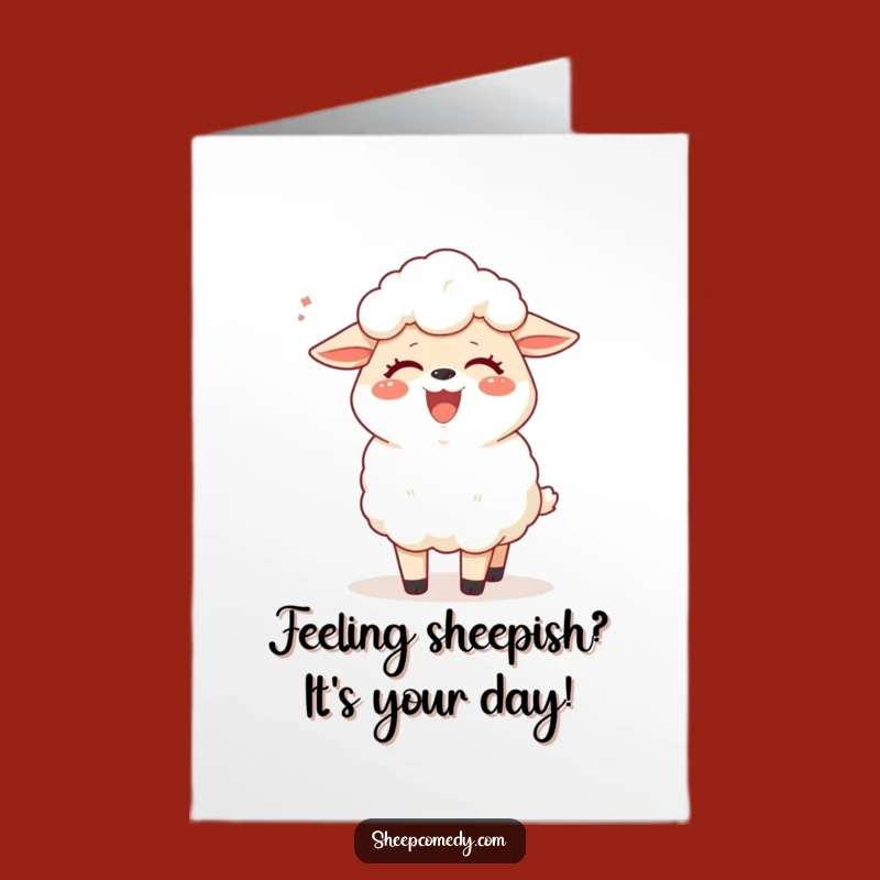 Free Printable Birthday Card: Giggling Sheep Tickled by Breeze, Funny Downloadable Gift