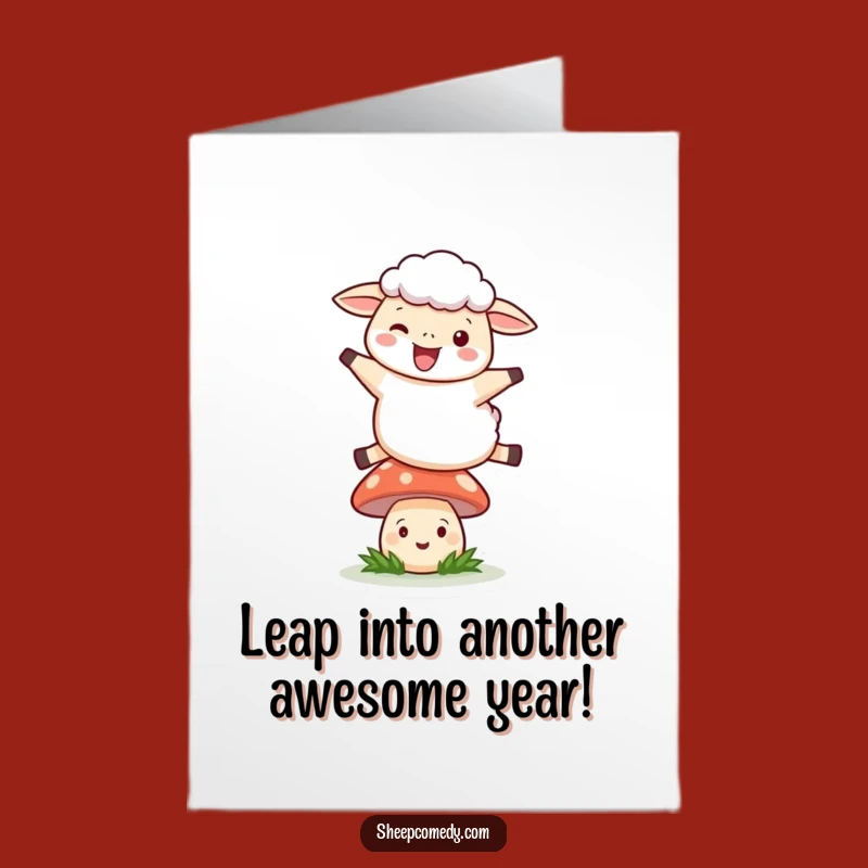Free Printable Leaping Sheep Birthday Card: Fun Jumps Funny Downloadable Gift