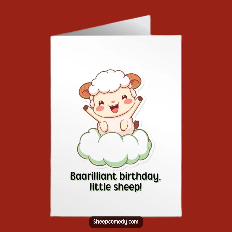 Free Printable Sheep Birthday Card: Bouncing Cloud Sheep Funny Downloadable Gift