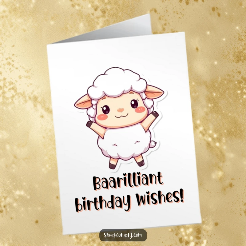 Funny Free Printable Sheep Birthday Card: A fluffy, wooly sheep character bouncing with pure, unadulterated birthday cheer.