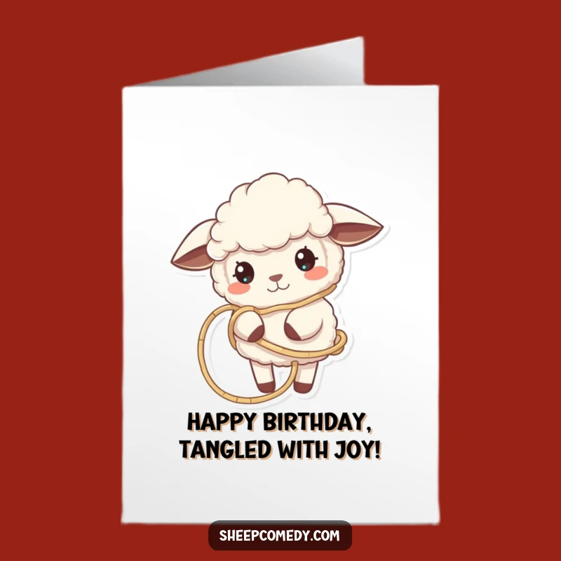 Free Printable Sheep Birthday Card: Tangled Fun, Thread Play, Funny Downloadable