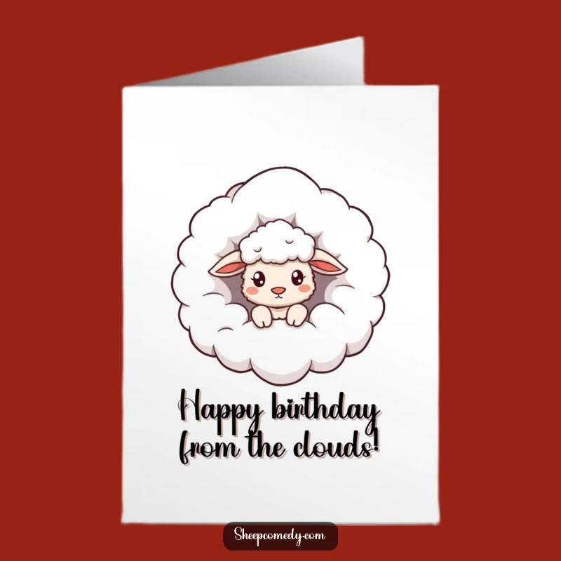 Free Printable Cloud Sheep Birthday Card: Curious Peeks Funny Downloadable Gift