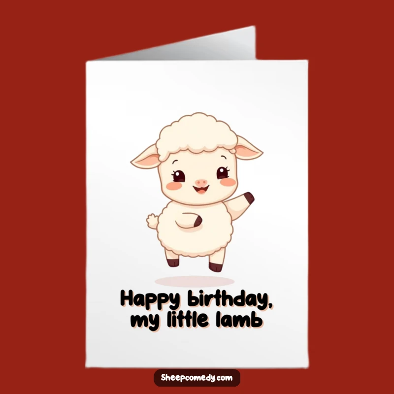Free Printable Birthday Card: Bouncy Sheep Cub Hop, Downloadable Joyful Greeting