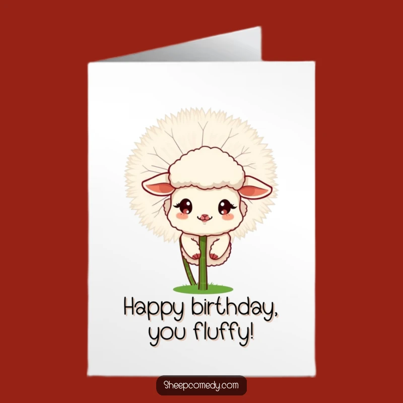 Free Printable Birthday Card: Sheep Dandelion Peek Funny Downloadable Gift