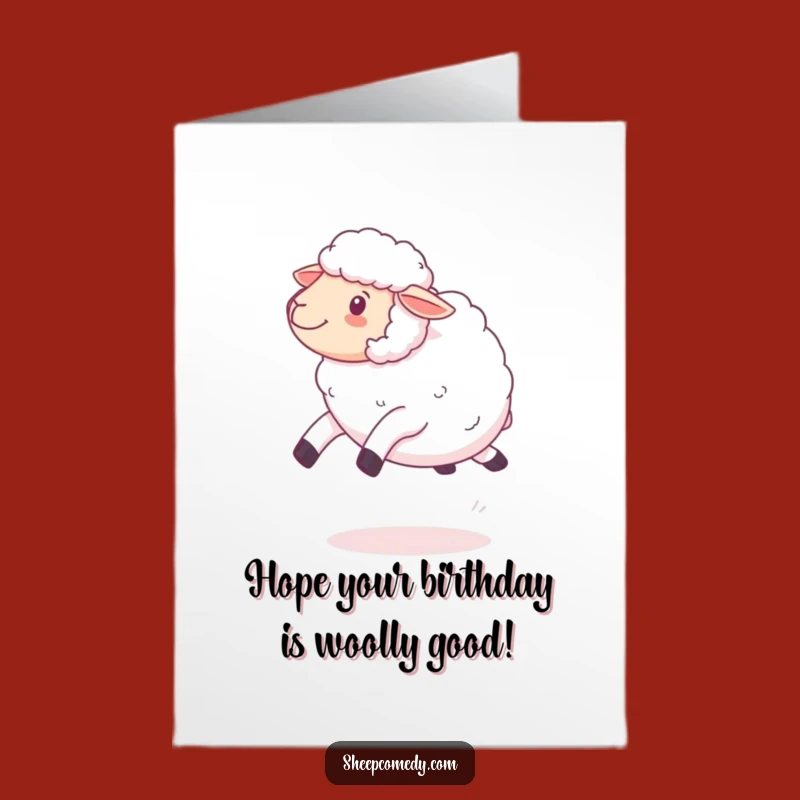 Free Printable Birthday Card: Playful Kawaii Sheep Leaping, Downloadable Funny Greeting