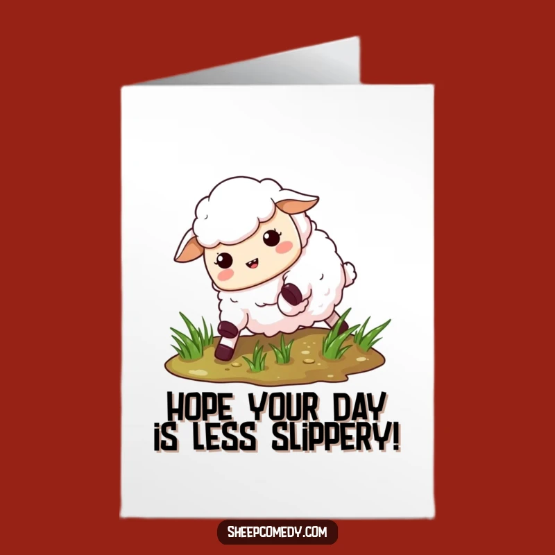 Funny Free Printable Birthday Card: Slipping Sheep - Humorous Downloadable Gift