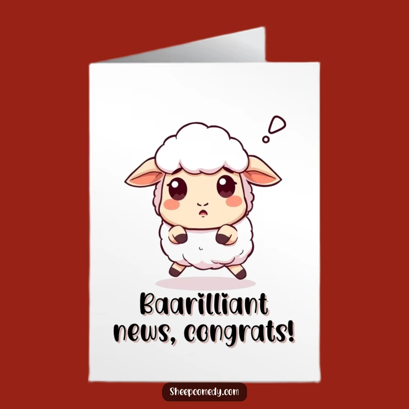 Free Printable Congrats Card: Surprised Sheep Baaa Funny Downloadable Gift