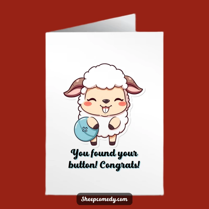 Free Printable Congrats Card: Funny Sheep Button Nudge for Your Achievement