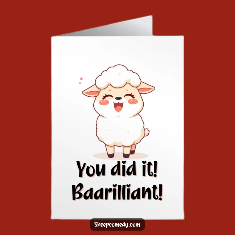 Free Printable Congrats Card: Giggling Sheep Celebrating Success, Humorous Downloadable Gift