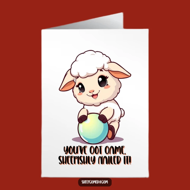 Free Printable Congrats Card: Happy Sheep Ball Play, Hilarious Downloadable