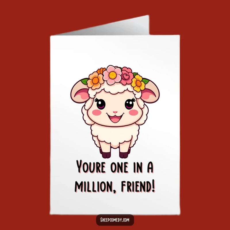 Free Printable Flower Crown Sheep Congrats Card: Happy Smiles Funny Downloadable Gift