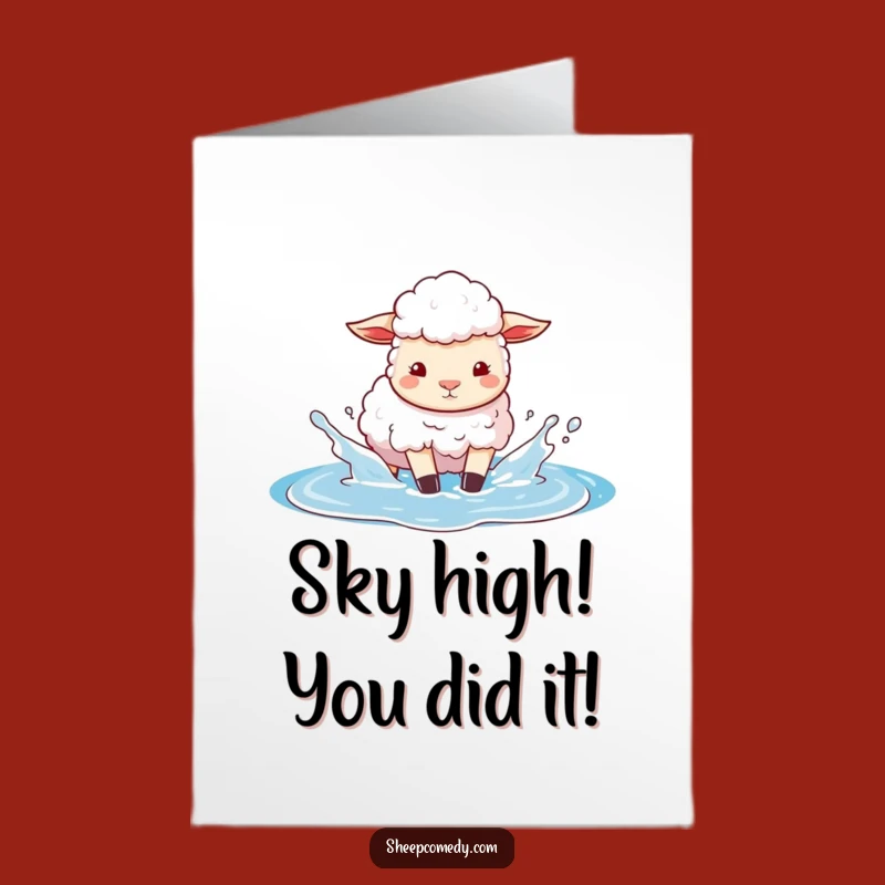 Free Printable Congrats Card: Sheep Sky Splash - Funny Downloadable Gift