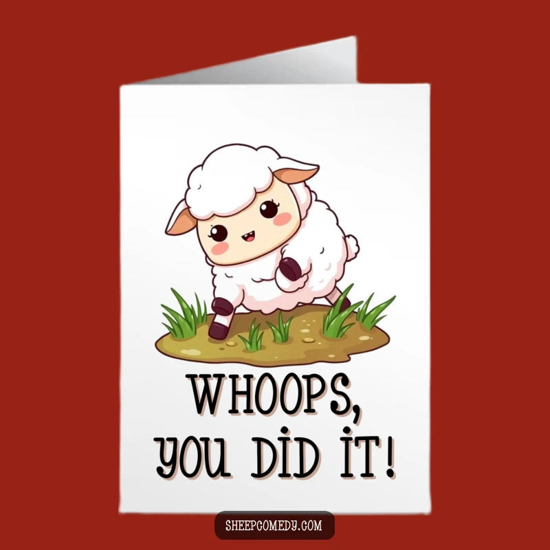 Free Printable Congrats Card: Slipping Sheep - Funny Downloadable Greeting