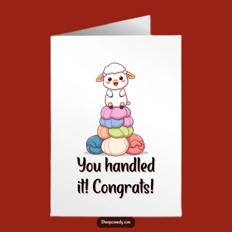 Free Printable Congrats Card: Sheep's Wool Stack, Humorous Downloadable Celebration