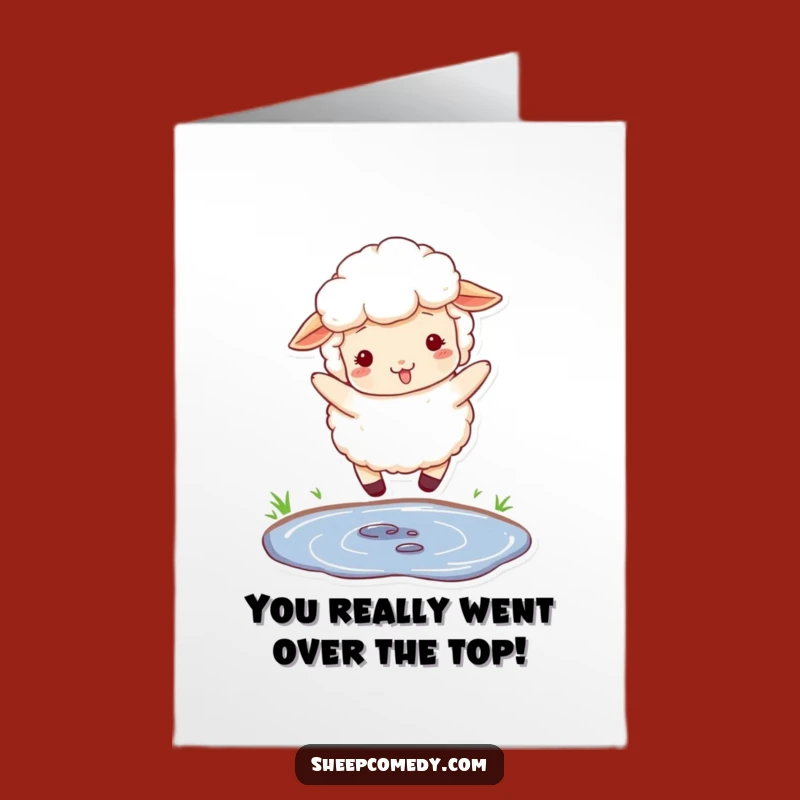 Free Printable Congrats Card: Jumping Sheep Puddle Greeting Funny Downloadable Gift