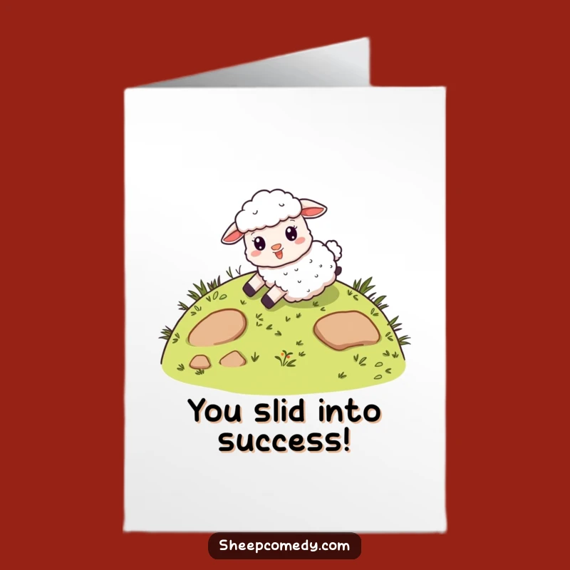 Free Printable Congrats Card: Sheep's Slide, Humorous Downloadable Celebration