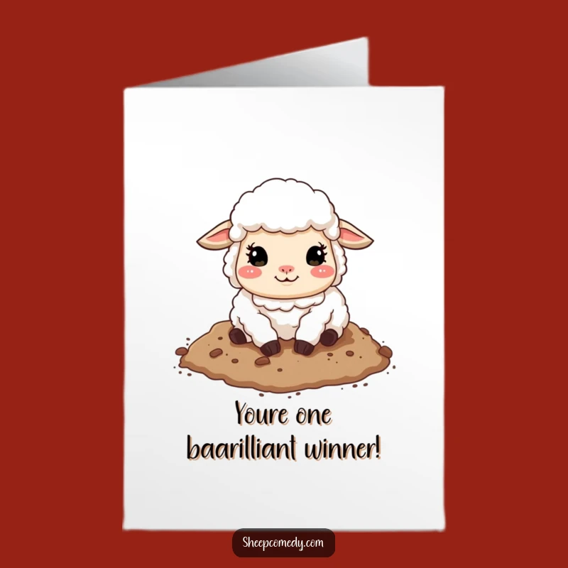 Free Printable Congrats Card: Sheep Rolling in Dirt - Funny Downloadable Gift for Any Occasion!