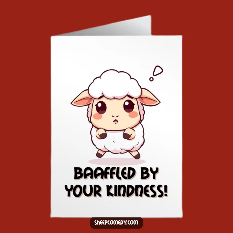 Free Printable Thank You Card: Surprised Sheep Baaa Funny Downloadable Gift