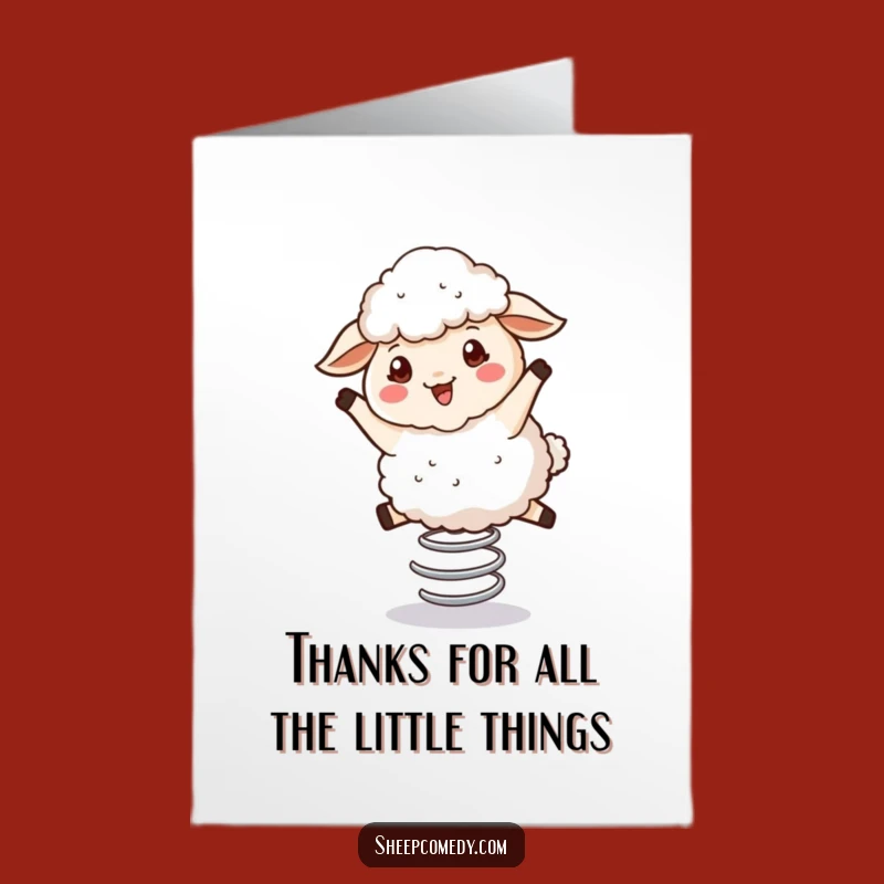 Free Printable Bouncy Sheep Thank You Card: Cheerful Jumps Funny Downloadable Gift