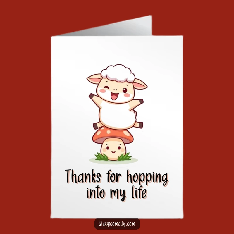 Free Printable Leaping Sheep Thank You Card: Grateful Jumps Funny Downloadable Gift