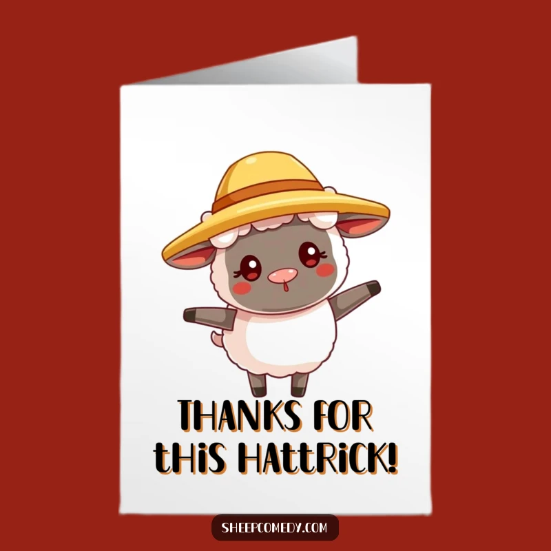Free Printable Thank You Card: Funny Sheep Hat Twirl Downloadable Gratitude