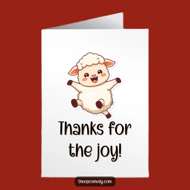 Free Printable Thank You Card: Funny Sheep Joyful Kick Downloadable Gratitude