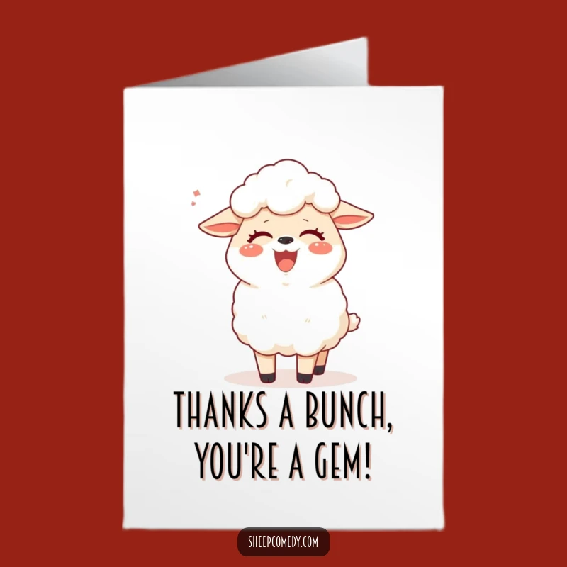 Free Printable Thank You Card: Giggling Sheep Expressing Gratitude, Funny Downloadable Gift