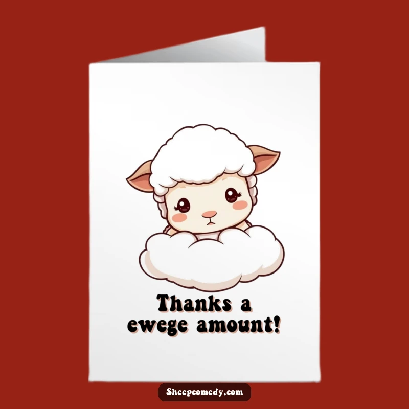 Free Printable Thank You Card: Shy Sheep Peeking, Downloadable Gentle Gratitude Art