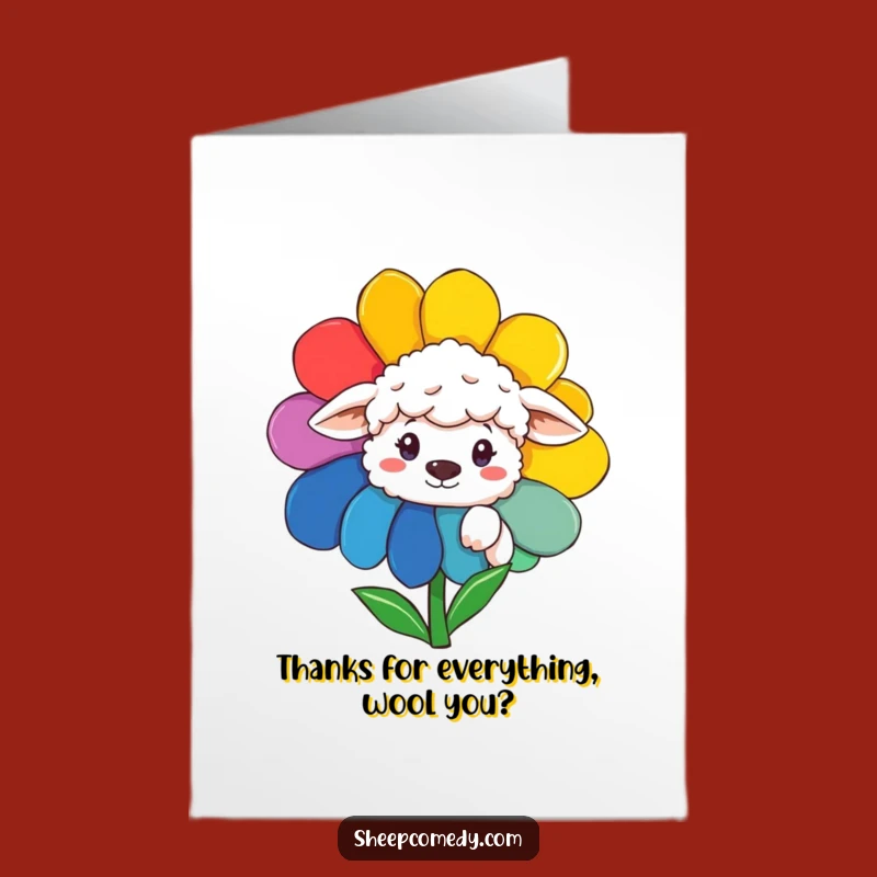 Funny Free Printable Thank You Card: Sheep & Flower - Cute Downloadable Note