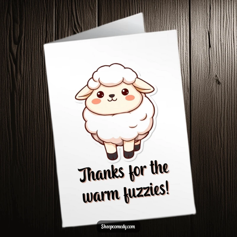 Free Printable Thank You Card: A content sheep smiles warmly, its soft wool inviting a gentle thank you.
