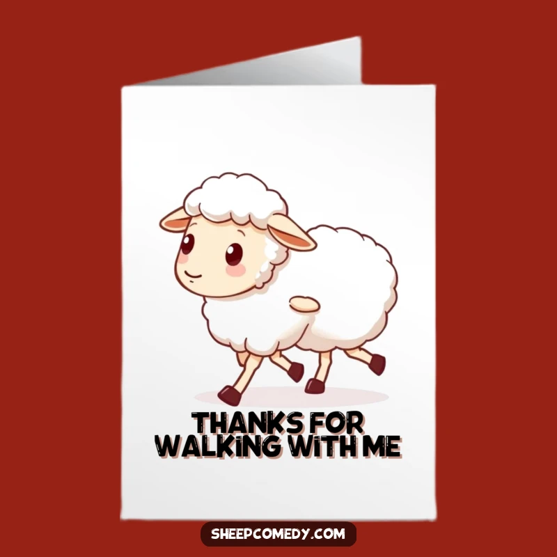 Free Printable Thank You Card: Wobbly Sheep Friend Walk, Funny Downloadable Gift