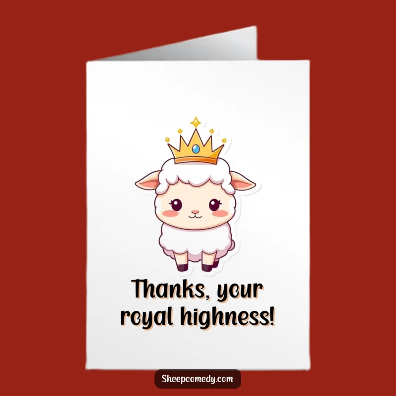 Free Printable Sheep Thank You Card: Crowned Grace Funny Downloadable