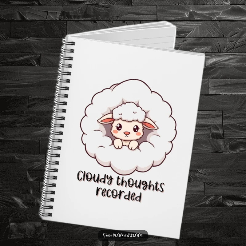 Funny Cloud Sheep Notebook: Sheep curiously peeking from a giant fluffy cloud, perfect for jotting down curious thoughts.