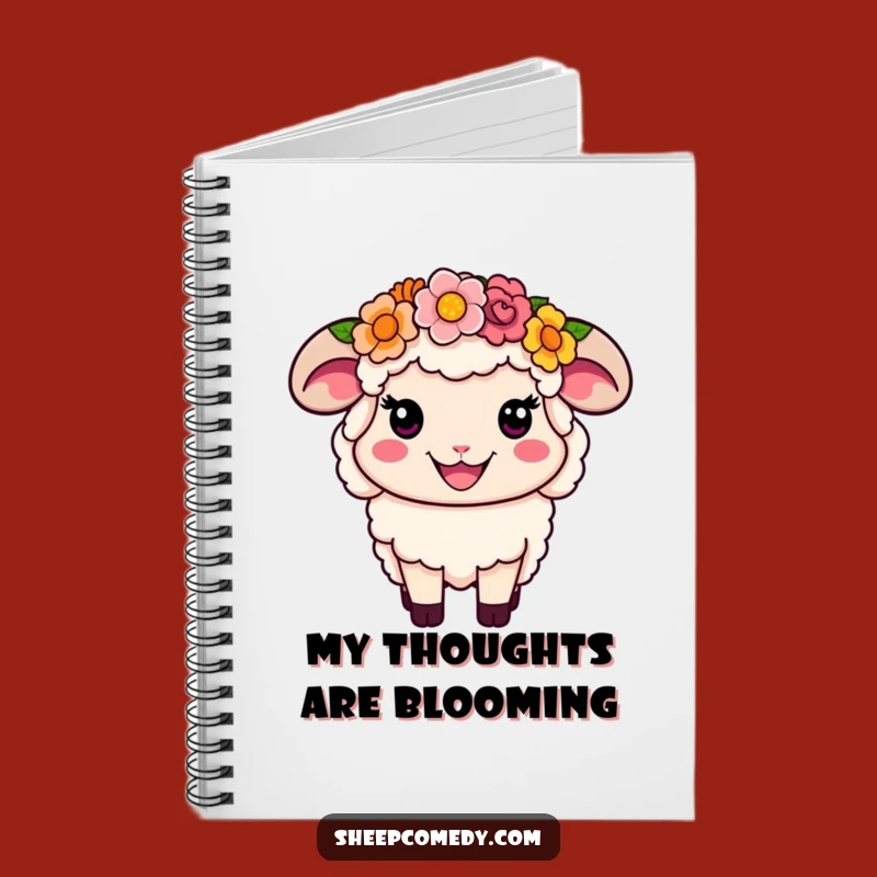 Funny Flower Crown Sheep Notebook: Journal Your Happy Thoughts