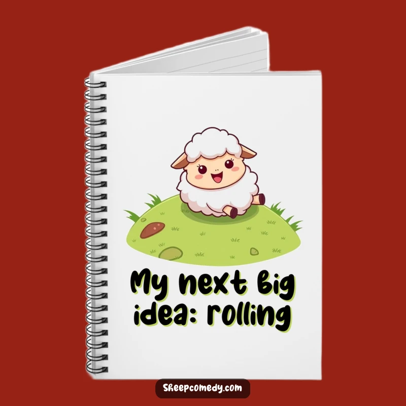 Funny Sheep Notebook: Fluffy Character Rolling Down Hill, Jot Down Laughs