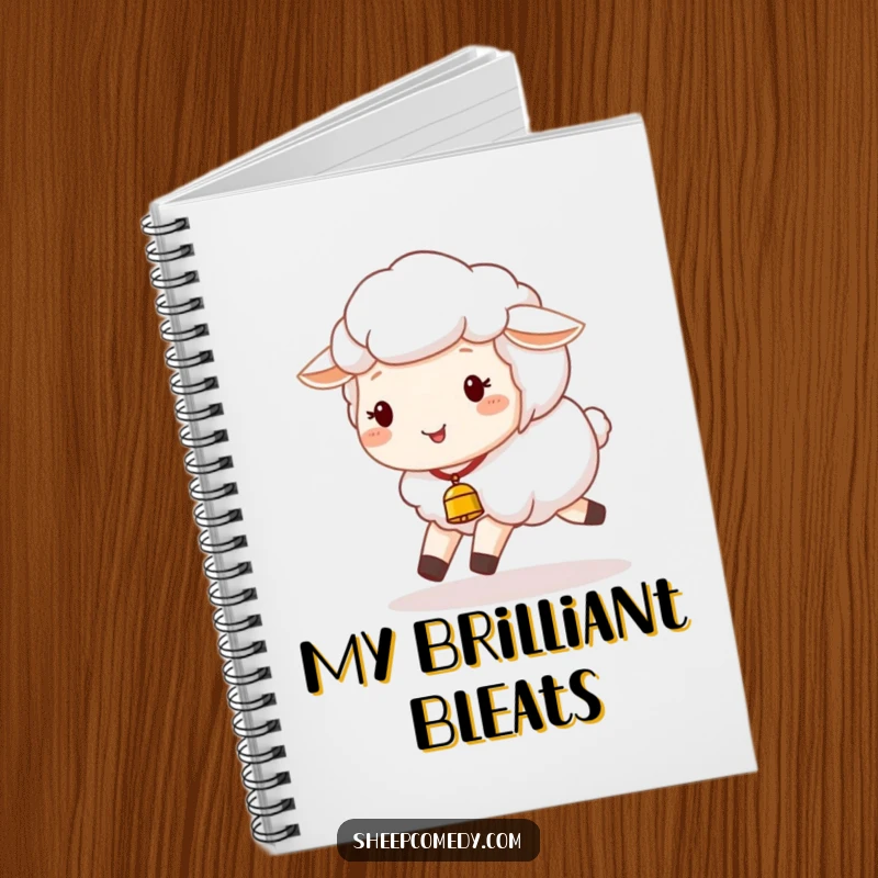 Funny Sheep Notebook: A happy sheep with a tiny bell joyfully skips along, perfect for jotting down notes with a touch of humor.