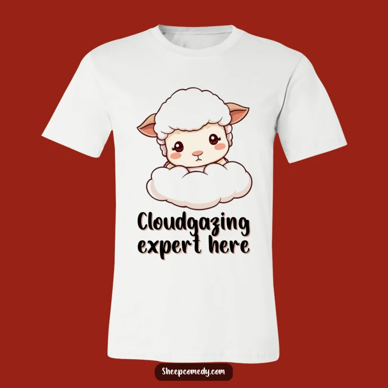 Funny Sheep Peeking T-Shirt, Cute Cloud Design, Ideal Funny Gift for Her